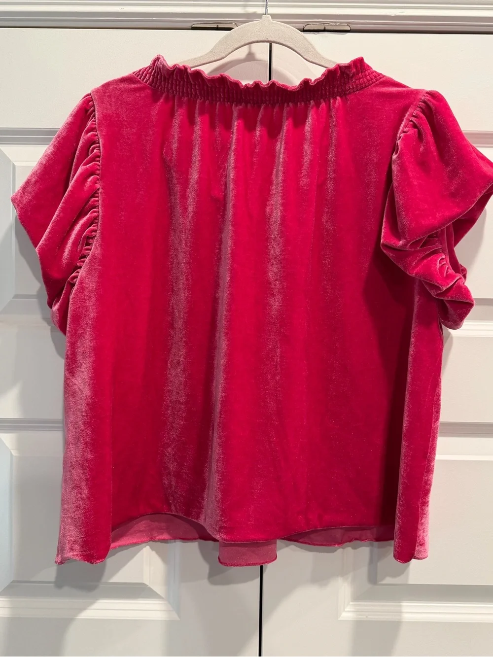 Free People Women's Velvet Ruffled Peasant Top - Pink
